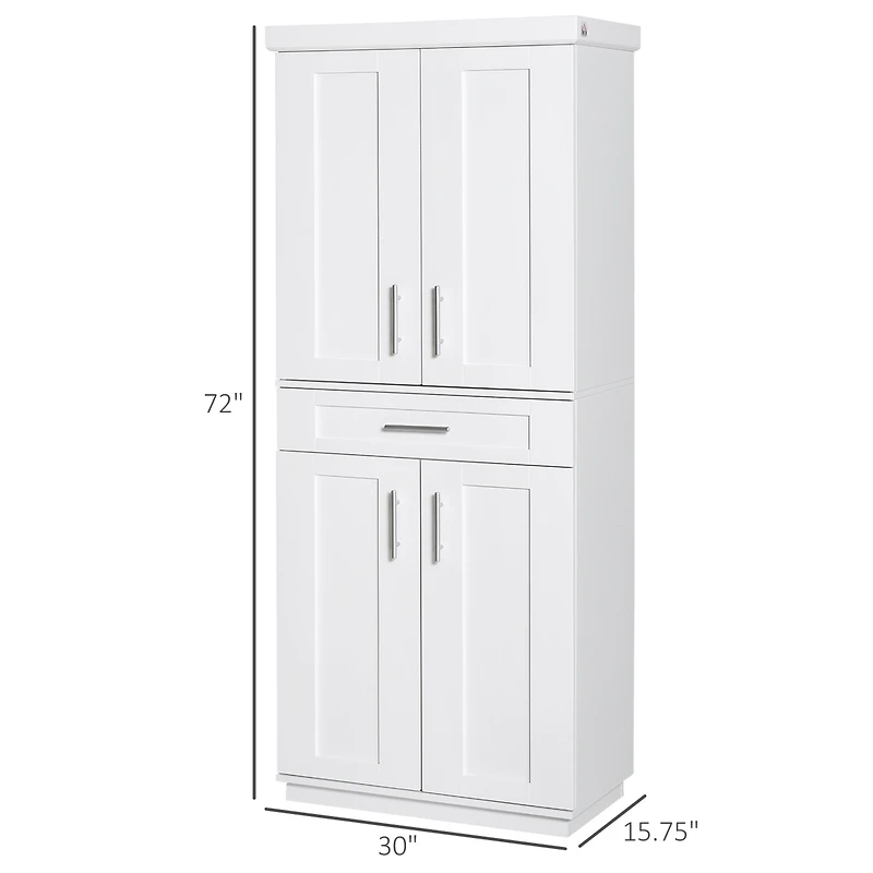 Homcom Kitchen Pantry with Doors and Drawer, Adjustable Shelves