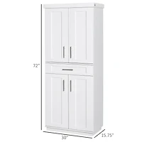 Homcom Kitchen Pantry with Doors and Drawer, Adjustable Shelves