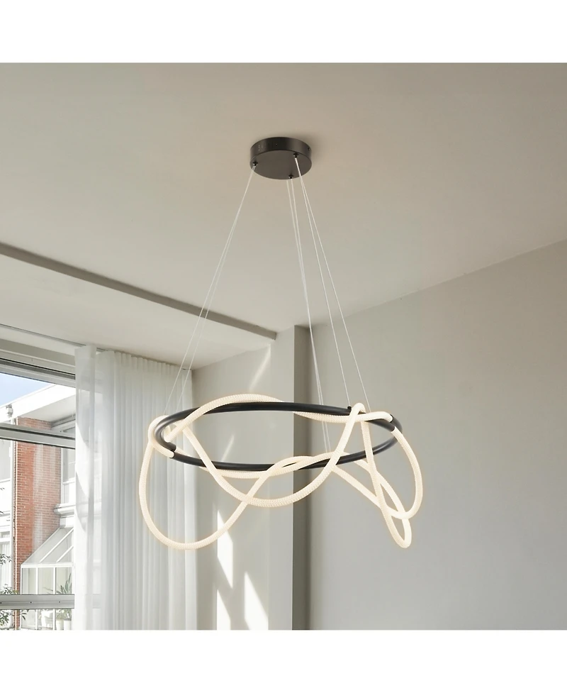 Jonathan Y Lisette Contemporary Minimalist 360 Adjustable Silicone Neon Rope Dimmable Integrated Led Chandelier