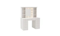 Vanity Desk with Led Lighted Mirror – Makeup Table with Drawers for Bedroom or Dressing Area