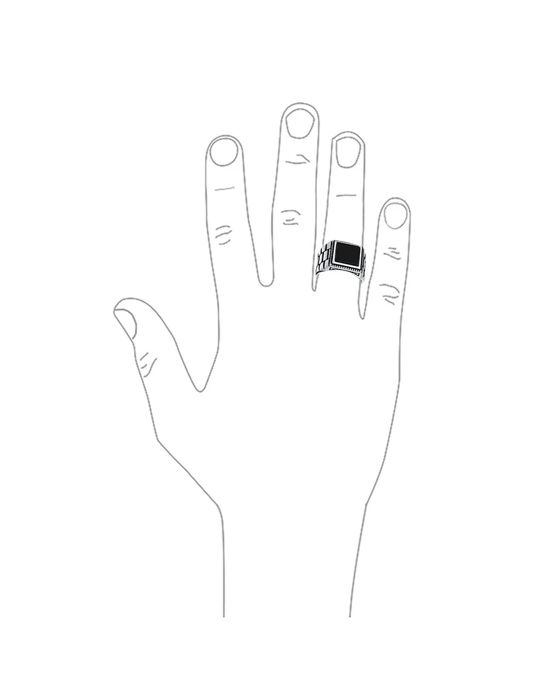 Bling Jewelry Natural Stone Square Signet Ring Band Style Heavy Oxidized .925 Sterling Silver