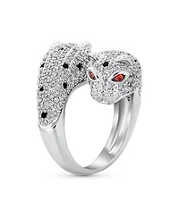 Bling Jewelry Black White Cubic Zirconia Leopard Panther Cat Statement Ring