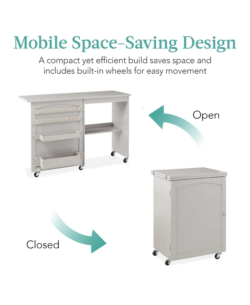 Best Choice Products Sewing Machine Table & Desk w/ Craft Storage and Trays