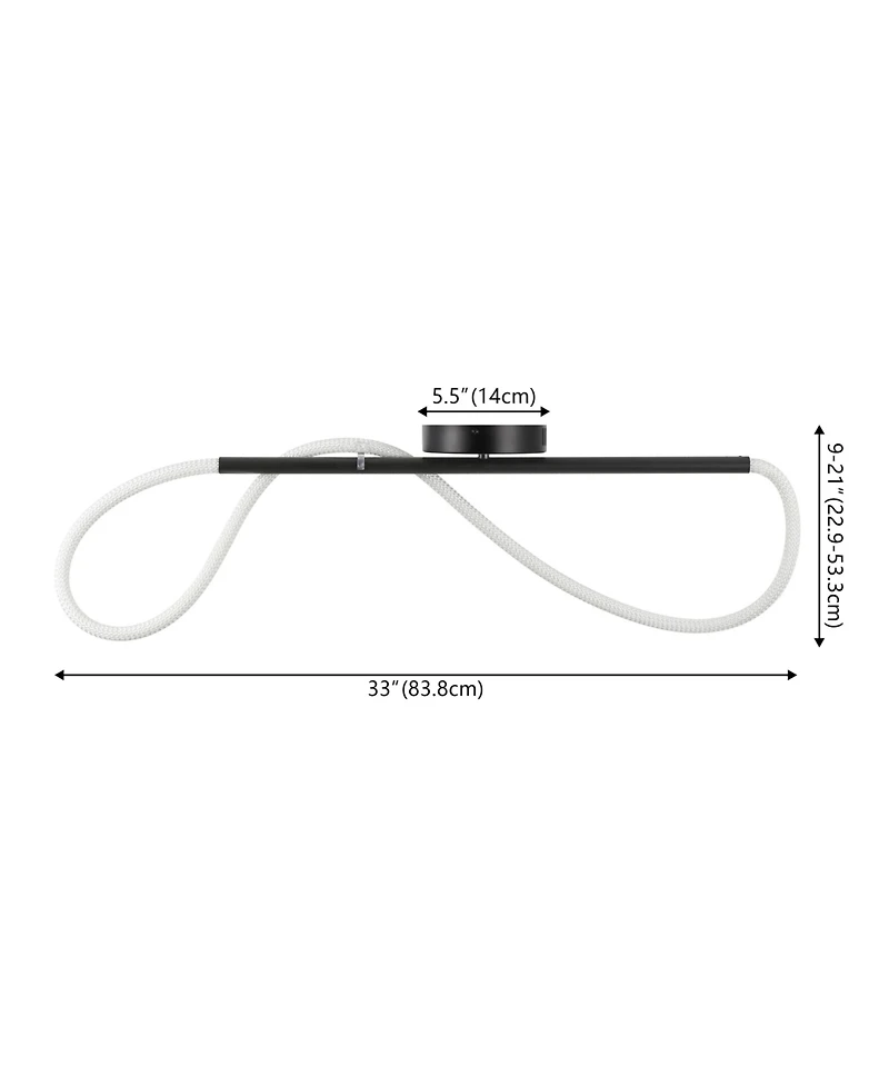 Jonathan Y Alessio Contemporary Minimalist 360 Adjustable Silicone Neon Rope Dimmable Linear Integrated Led Flush Mount