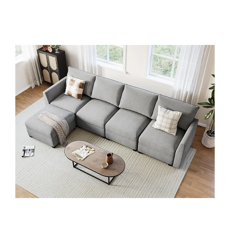 gaomon Armrest Module for Modular Sofa Sectional Couch, Pair of Side Armrest for Sectional Modular Sofa, Linen Fabric, Grey