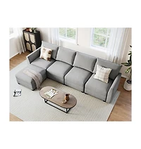 gaomon Armrest Module for Modular Sofa Sectional Couch, Pair of Side Armrest for Sectional Modular Sofa, Linen Fabric, Grey