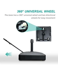 Aoodor Patio Umbrella Base Heavy Duty with Wheels and Pull Rod, Fillable Umbrella Base, Mobile Market Stand for Deck, Poolside, Lawn - Black