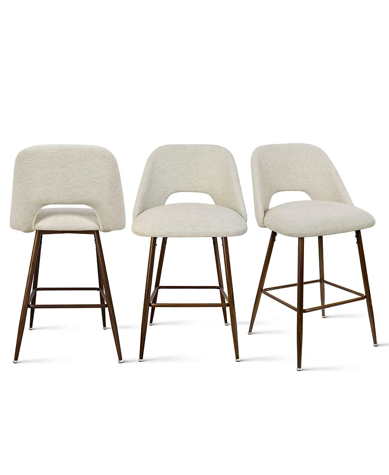 26 Inches Counter Height Stools Set Of 3 with Metal Legs-Maison Boucle