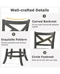 Swivel Bar Stools Set of 2 Counter Height Chairs with Hollow Back Soft-padded Seat