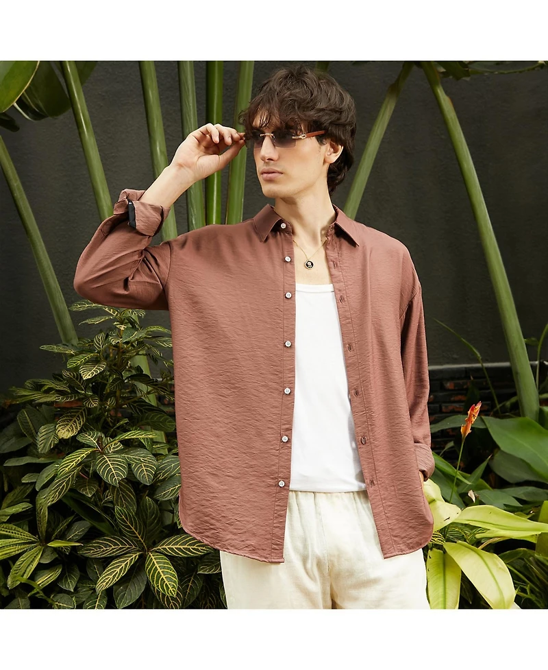 Men's Mocha Brown Breezy Wrinked Shirt