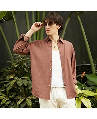 Men's Mocha Brown Breezy Wrinked Shirt