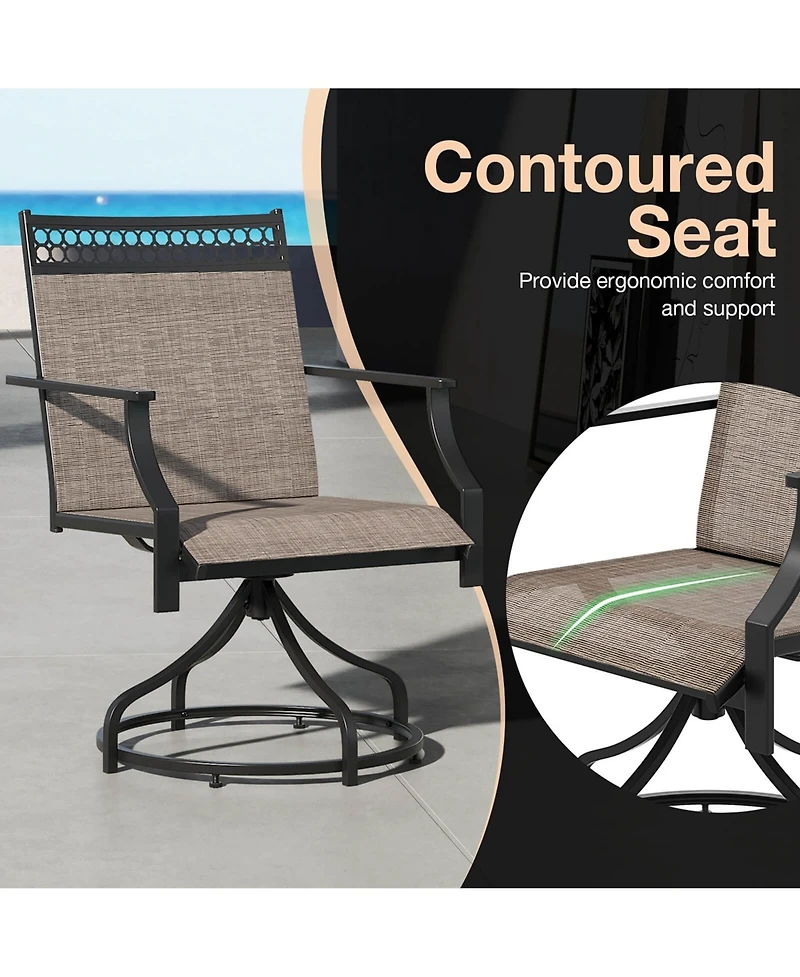 Costway Patio Swivel Dining Chairs Set of with Quick-Drying Fabric and Metal Frame