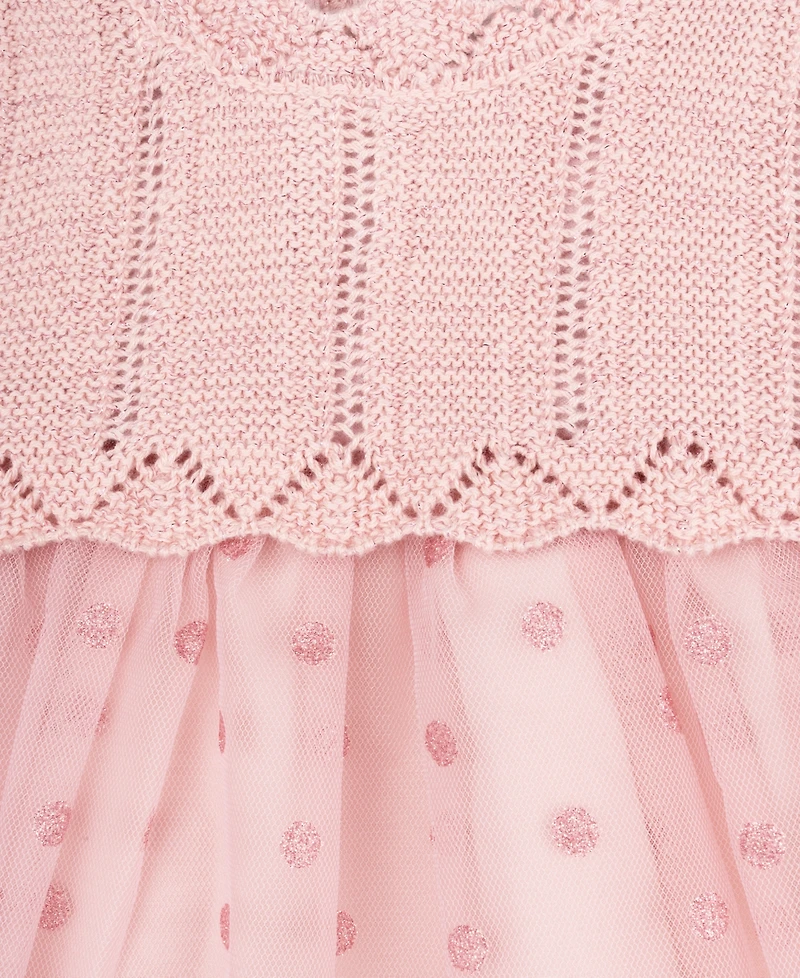 Rare Editions Baby Girl Lurex Sweater and Mesh Dress