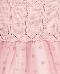 Rare Editions Baby Girl Lurex Sweater and Mesh Dress