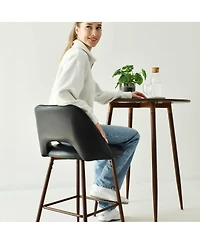 Maison Boucle 26 Counter Height Bar Stools Set Of 2,Armless Industrial Faux Leather Barstools with Metal Legs-Maison