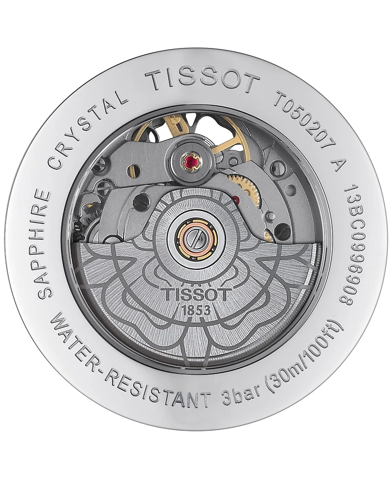 Tissot Swiss Automatic Lady Heart Powermatic 80 Diamond Accents Brown Leather Strap Watch 35mm