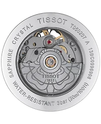 Tissot Swiss Automatic Lady Heart Powermatic 80 Diamond Accents Brown Leather Strap Watch 35mm