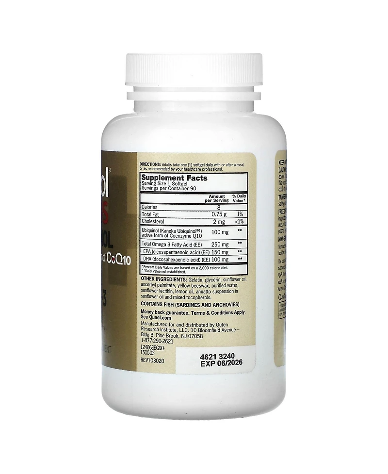 Qunol Plus Ubiquinol + Omega-3 100 mg + 250 mg