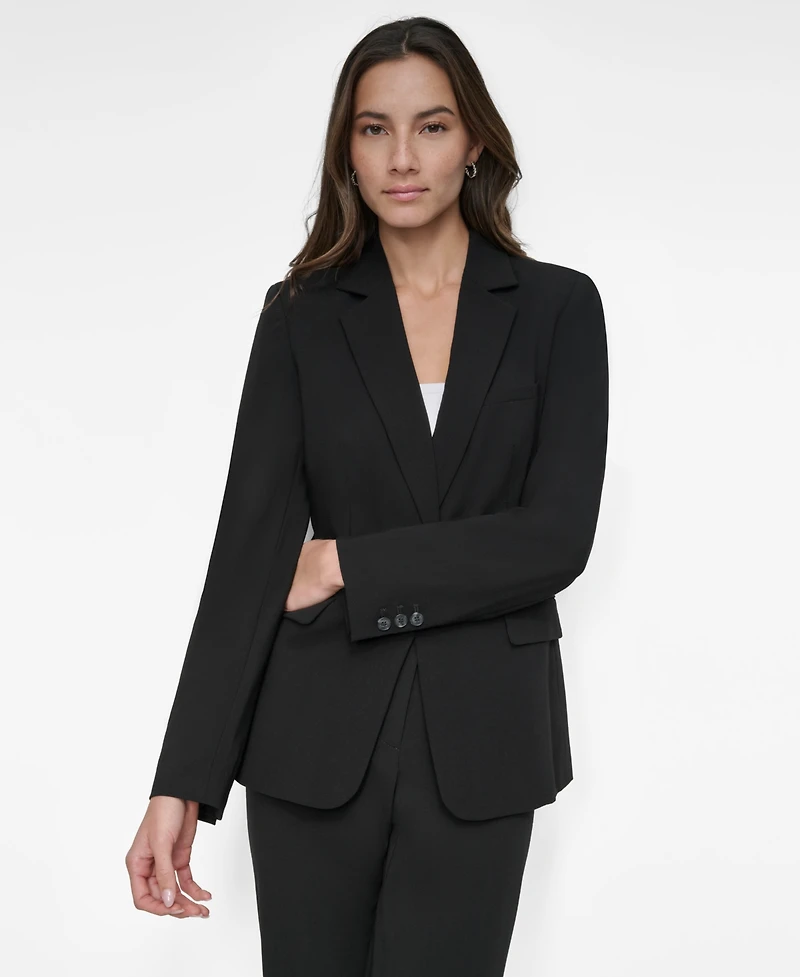 Dkny Women's Notch-Collar One-Button Long Sleeve Blazer Jacket