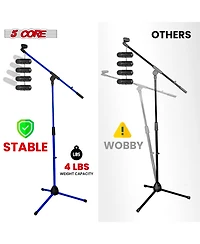 5 Core Tripod Mic Stand Pair Heavy Duty Adjustable Holder Floor Microphone Boom Arm - Dark Blue
