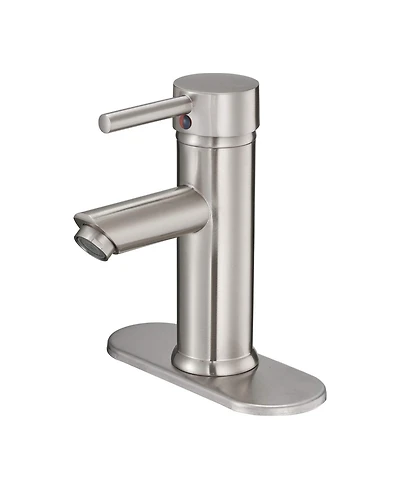 Greenspring Brushed Nickel Bathroom Faucet Single Hole Single Handle Water Saving Lavatory Vanity Sink Modern Faucet with Cover Plate Commercial Mixer