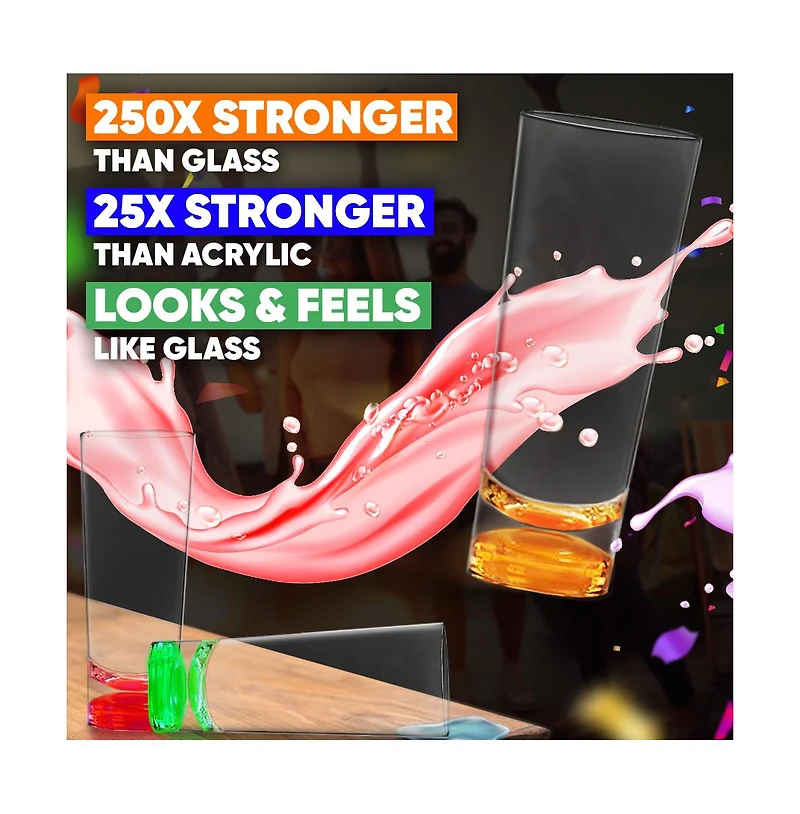 Unbreakable Tall Shot Glasses Set of 6 (2oz) - Stronger Than Glass (250x) & Acrylic (25x)