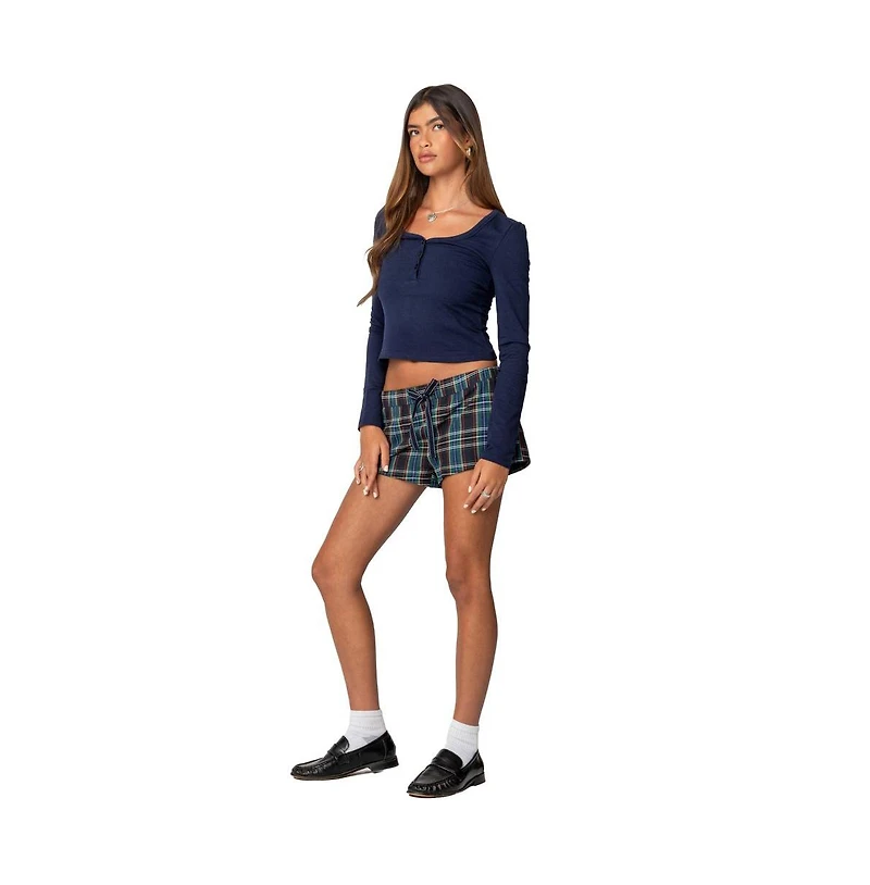 Edikted Womens Leah Henley Top