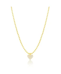 Etoielle Yellow Gold Tone Puffed Heart Necklace with Beaded Ball Chain