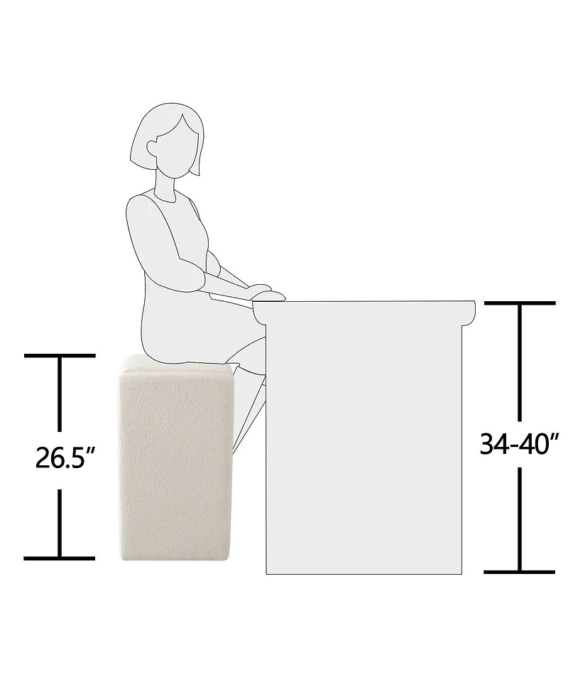 26.5" Boucle Counter Stool Set Of 2,Backless Boucle Counter Stool-Maison Boucle