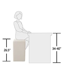 26.5" Boucle Counter Stool Set Of 2,Backless Boucle Counter Stool-Maison Boucle