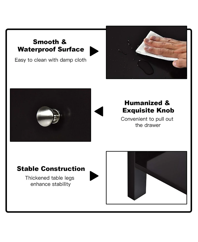 Gymax 2PCS 2-Tier Nightstand Modern Side End Table w/ Drawer & Open Shelf White