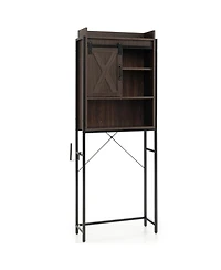Gymax Over The Toilet Storage Cabinet Rack Bathroom w/ Slipping Barn Door & Adjustable Shelf Espresso