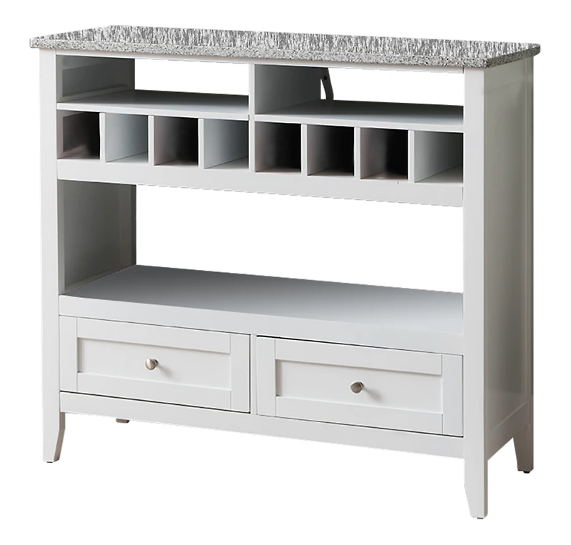 Kings Brand Furniture White With Marble Finish Buffet Display Console Table With Wine Storage