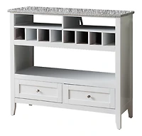 Kings Brand Furniture White With Marble Finish Buffet Display Console Table With Wine Storage