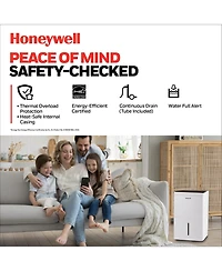Honeywell 2024 New! 50-Pint Energy Star Dehumidifier for 4,000 Sq Ft – Laundry Mode, Auto-Comfort Mode & Thermal Overload Protection, TPFIT50WK