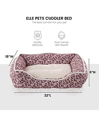 Elle Cuddler Dog Beds for Small Dogs, Washable Pet Bed for Cat and Dog, Printed Microsuede with Plush Center