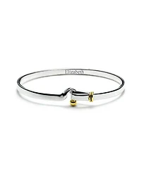 Bling Jewelry Two Tone Stacking Functional Hook And Eye Catch Bangle Bracelet Yellow Gold Platerd Sterling Silver Adjustable 7-8 Inch