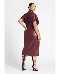 Eloquii Women's Faux Leather Midi Dress