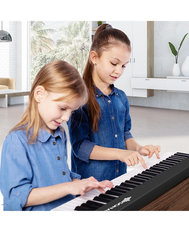 Gymax 61 Key Full Size Folding Piano Semi-Weighted Keyboard Midi Wireless Connection