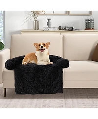Costway Plush Calming Dog Couch Bed with Anti-Slip Bottom Plush Mat for Small Dogs & Cats