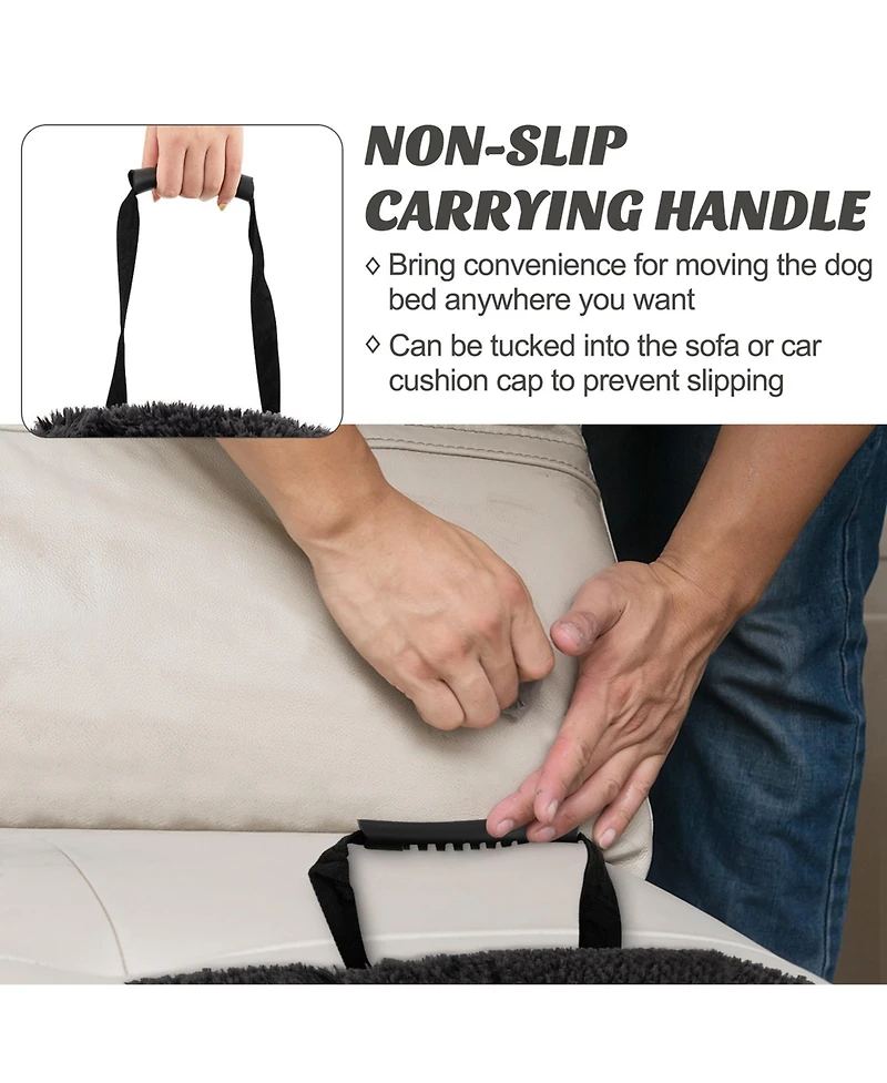 Plush Calming Dog Couch Bed with Anti-Slip Bottom Plush Mat for Dogs & Cats