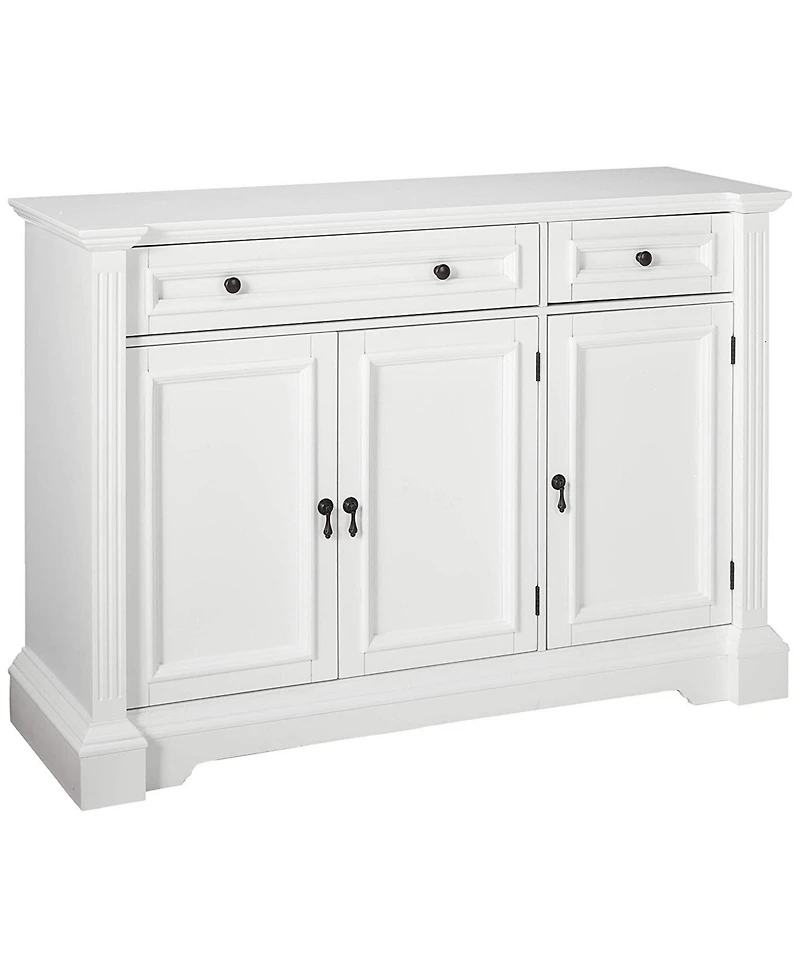 Kings Brand Furniture White Finish Wood Buffet Breakfront Cabinet Console Table With Storage, Drawers, Shelves