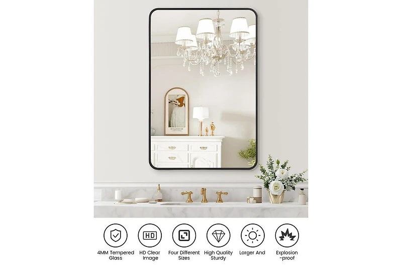 gaomon Bathroom Mirror, Aesthetically Pleasing and Versatile 24 x 36 Inch Vanity Mirror for Over Sink, Available in Varied Sizes, Hangs Horizontally o