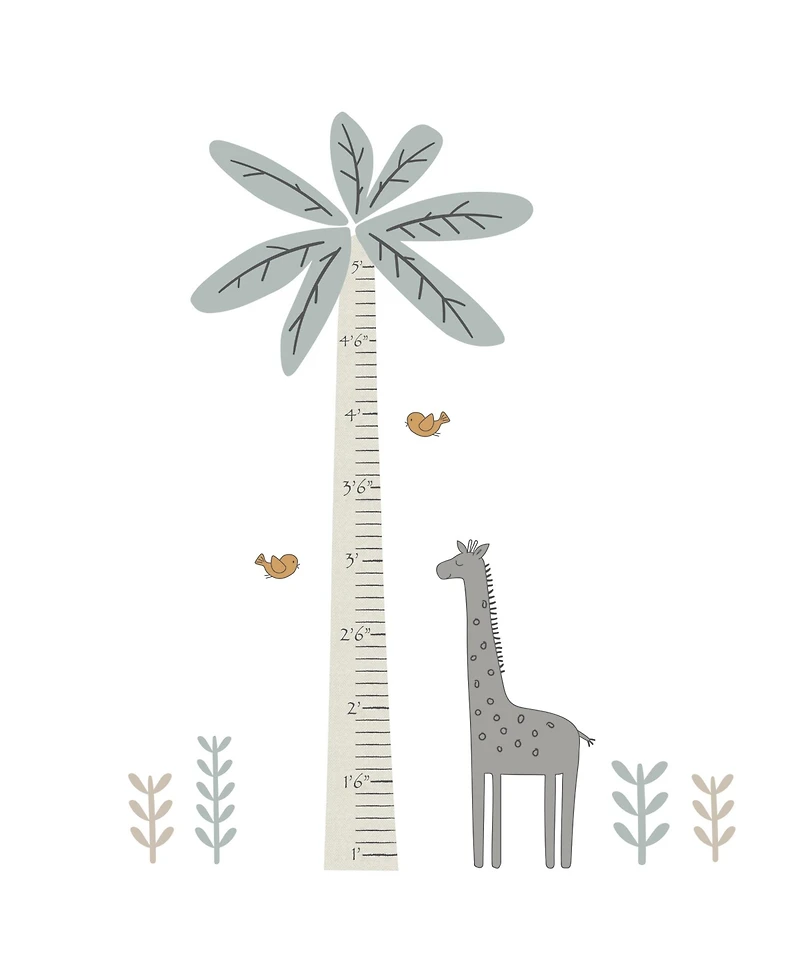 Lambs & Ivy Jungle Adventure Tree with Giraffe Wall Decal Kids Growth Chart