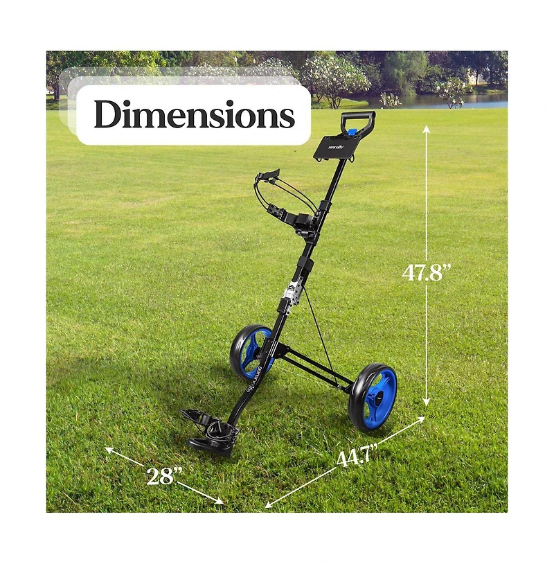 SereneLife Foldable 2-Wheel Golf Push Cart, Aluminum Pull Cart