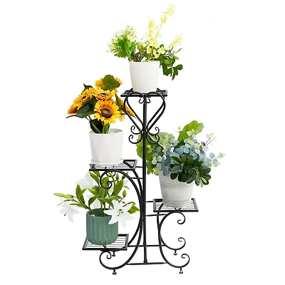Unho 4 Tier Plant Stand Outdoor Garden Metal Flower Display Rack Shelf Home Decor