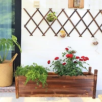 Unho Wood Planter Box Outdoor Garden Rectangular Planter Flowers Box Raised Bed