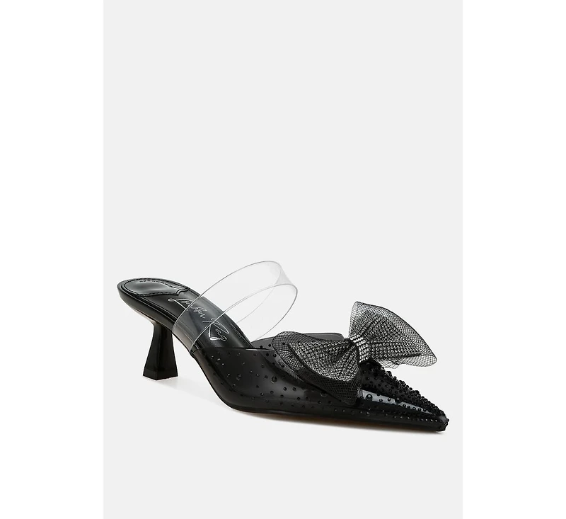 Freja Embellished Bow Kitten Heels