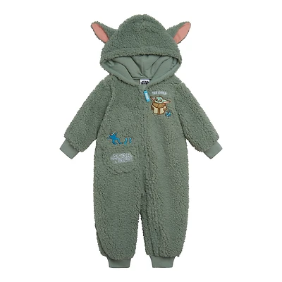 Star Wars Baby Boys The Mandalorian Grogu Cozy Sherpa Zip Up Cosplay Coverall