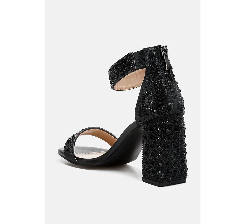 Cady Rhinestones And Sequins Block Sandals